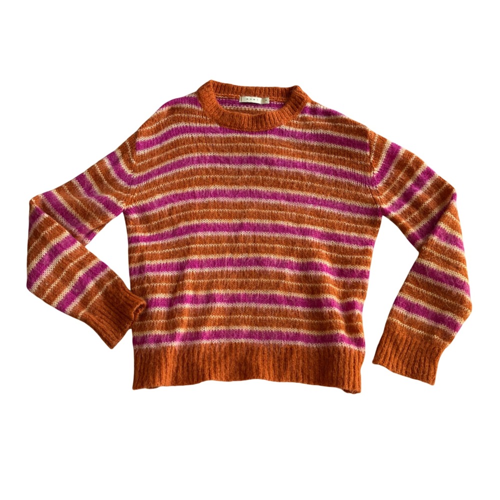 mnml Striped Mohair Wool Blend Sweater Womens Size M Orange Magenta Velma 90s